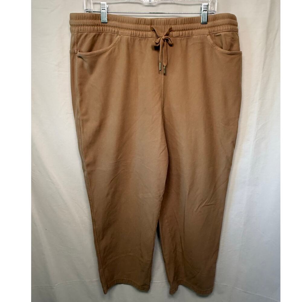 Athleta Farallon High Rise Crop Pants, Khaki Brown Size XL Elastic Waist, Casual